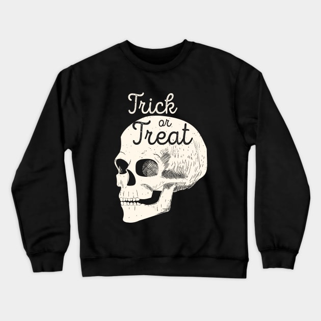 Halloween Skull Trick or Treat (White) [HT] Crewneck Sweatshirt by HalloweenTown